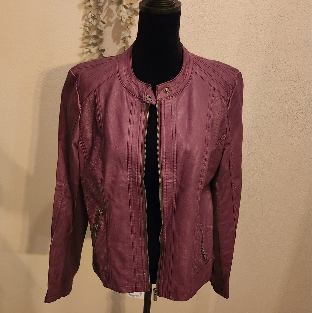 Maurices Purple Leather Jacket Casual Lightweight Fit